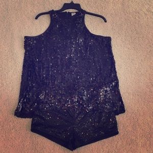 Black Sequined Two Piece Costume